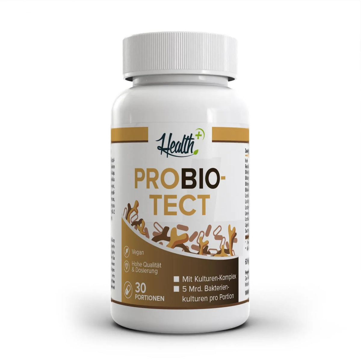 Healthplus PRObio-TECT Probiotika Kapseln 60 Stück Vorderseite weiße Kunststoffdose
