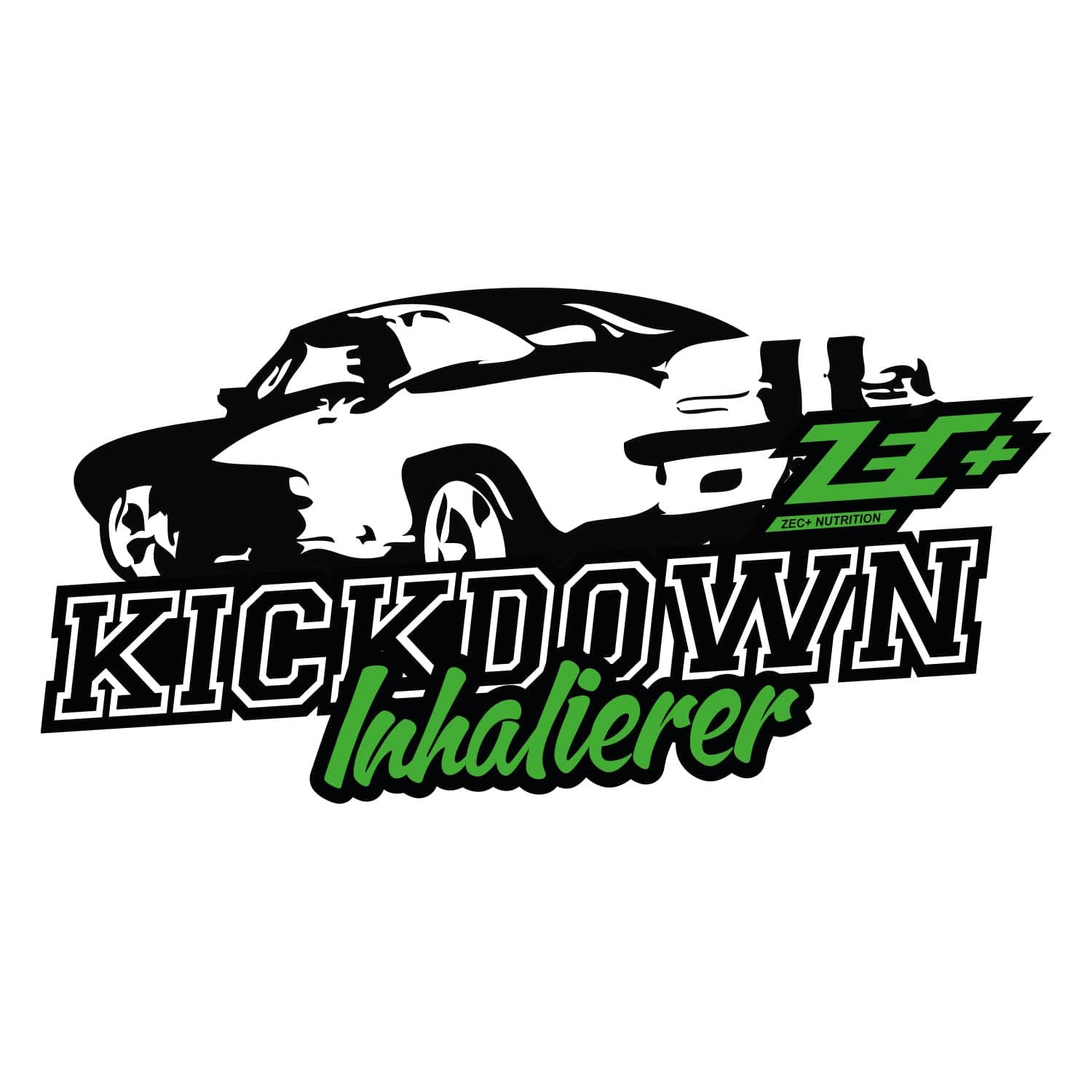 Zecplus Autoaufkleber klein Motiv Auto mit Schriftzug Kickdown Inhalierer