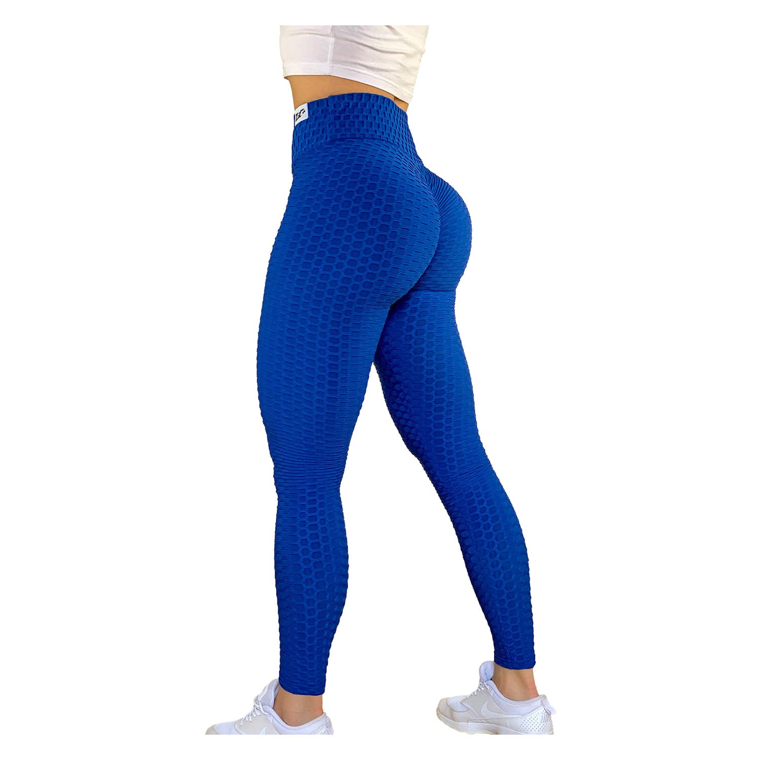 Damen Leggings Perfect Shape blau von Zec+, Rückansicht schräg, figurbetonter Schnitt