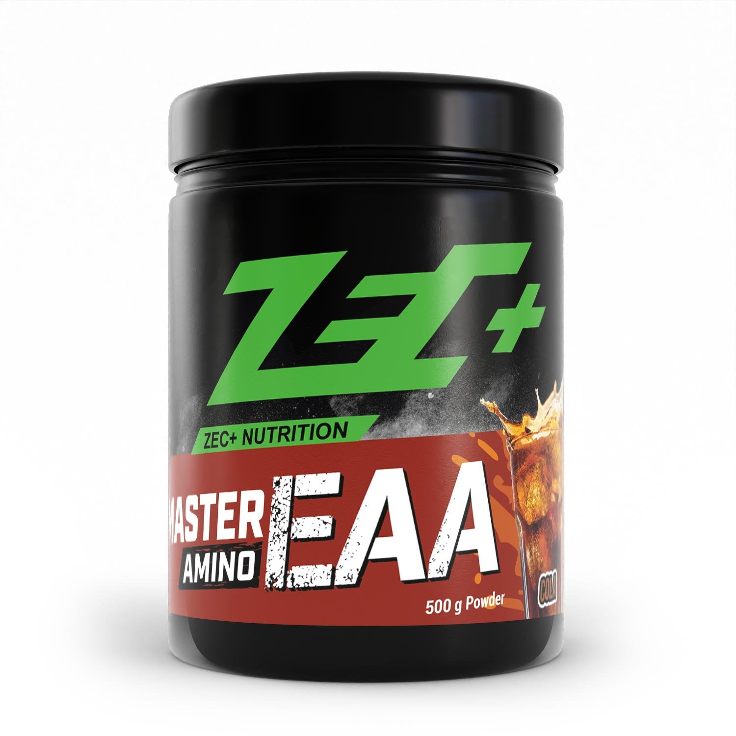 Zecplus Master Amino EAA Cola 500g Pulver Vorderseite schwarze Kunststoffdose
