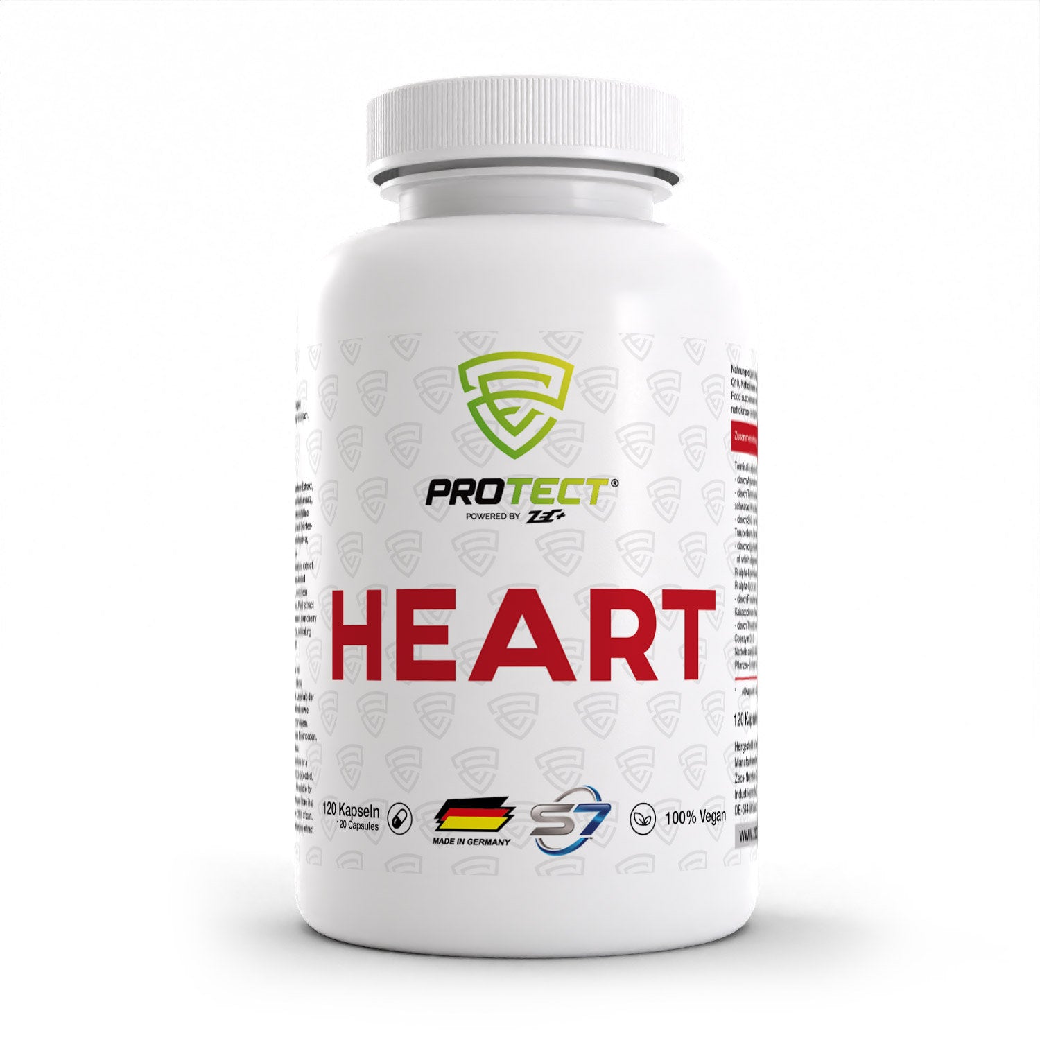 Zecplus Protect Heart 120 Kapseln Vorderseite weiße Kunststoffdose