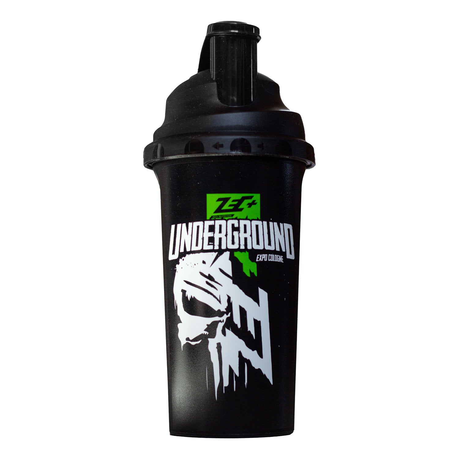 Schwarzer Zec+ Shaker mit Underground Totenkopf-Motiv Vorderseite