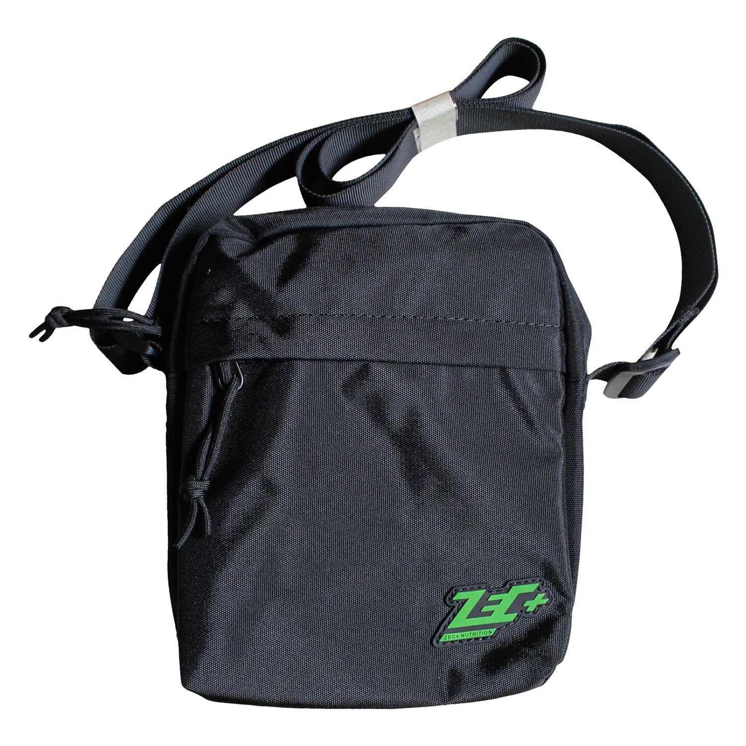 Zec+ Umhängetasche Ticka, schwarze Vorderseite mit grünem Logo