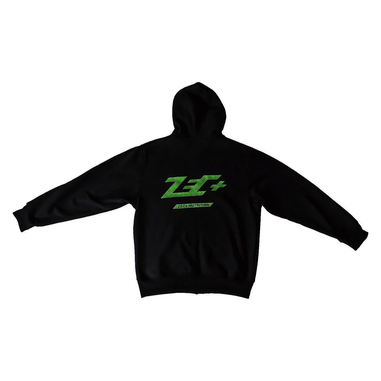 Schwarzer Zec+ Old School Hoodie für Herren, Rückseite mit großem grünem Logo