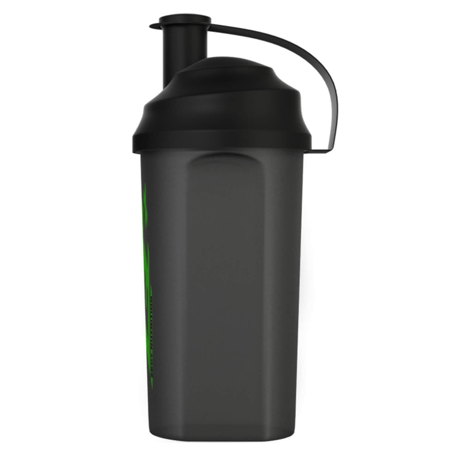 Schwarzer Shaker mit seitlicher Ansicht und schwarzem Deckel, 700 ml