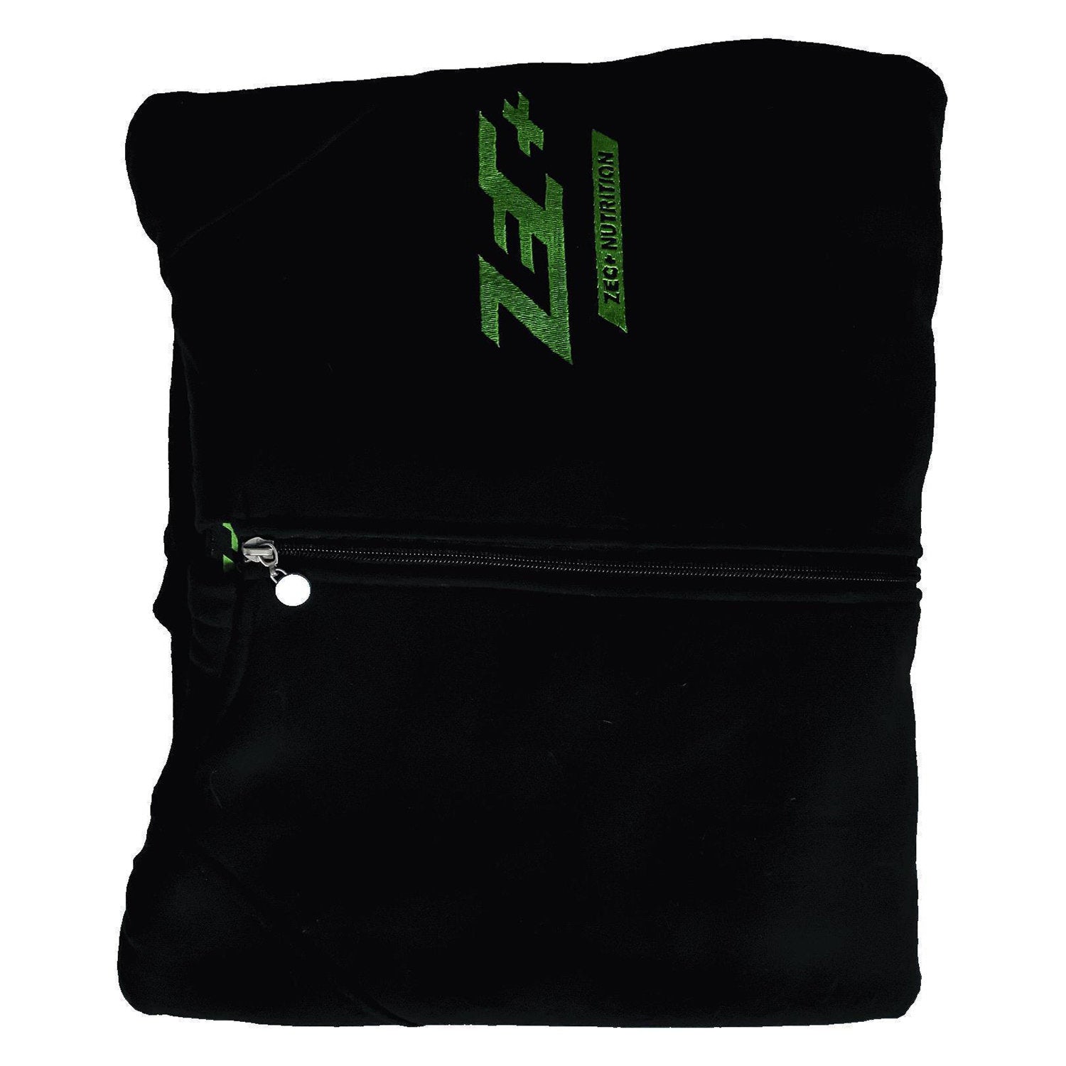 Gefalteter schwarzer Zec+ Old School Hoodie für Herren mit grünem Logo und Reißverschluss