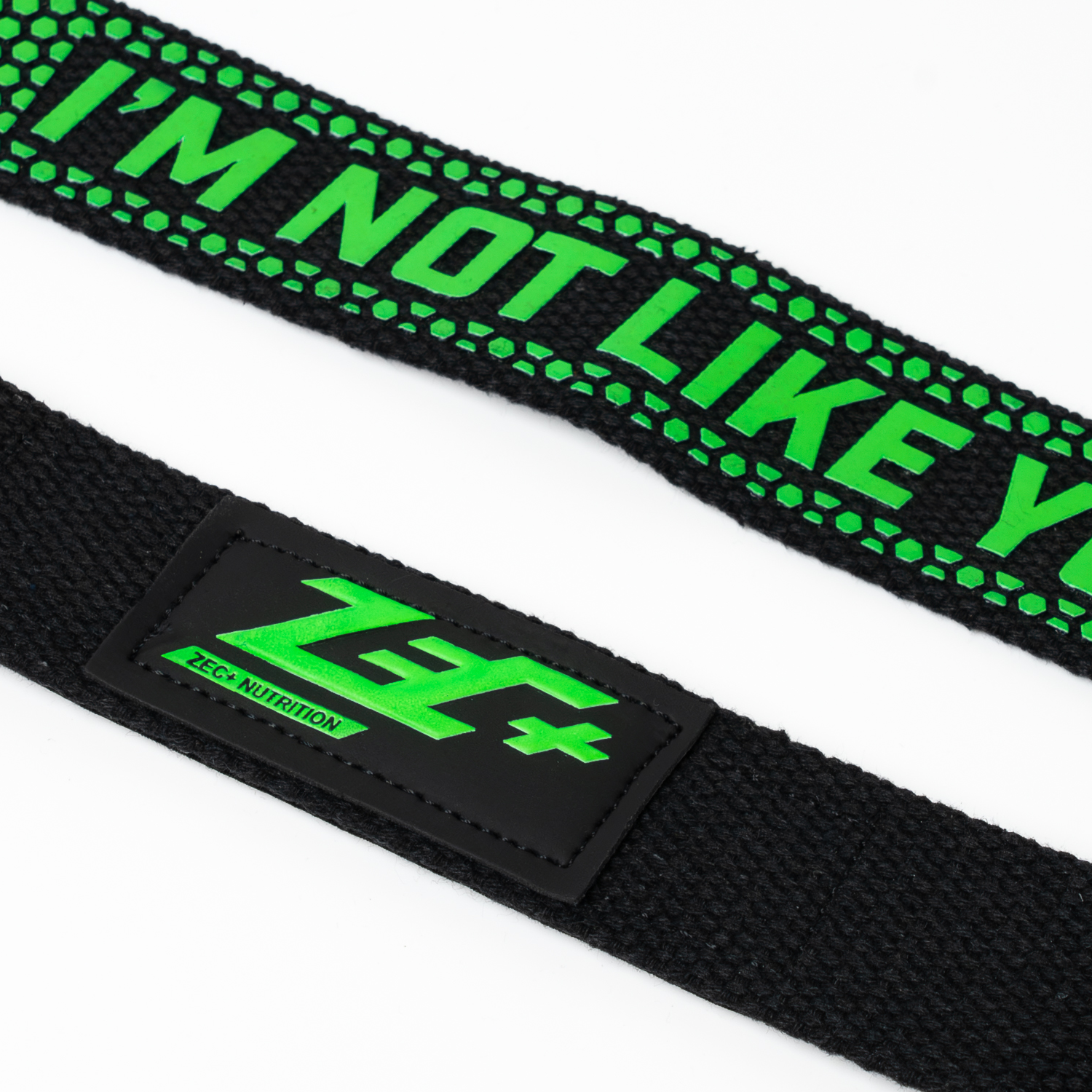 Detailansicht Zec+ Lifting Straps, Logo-Stickerei in Grün