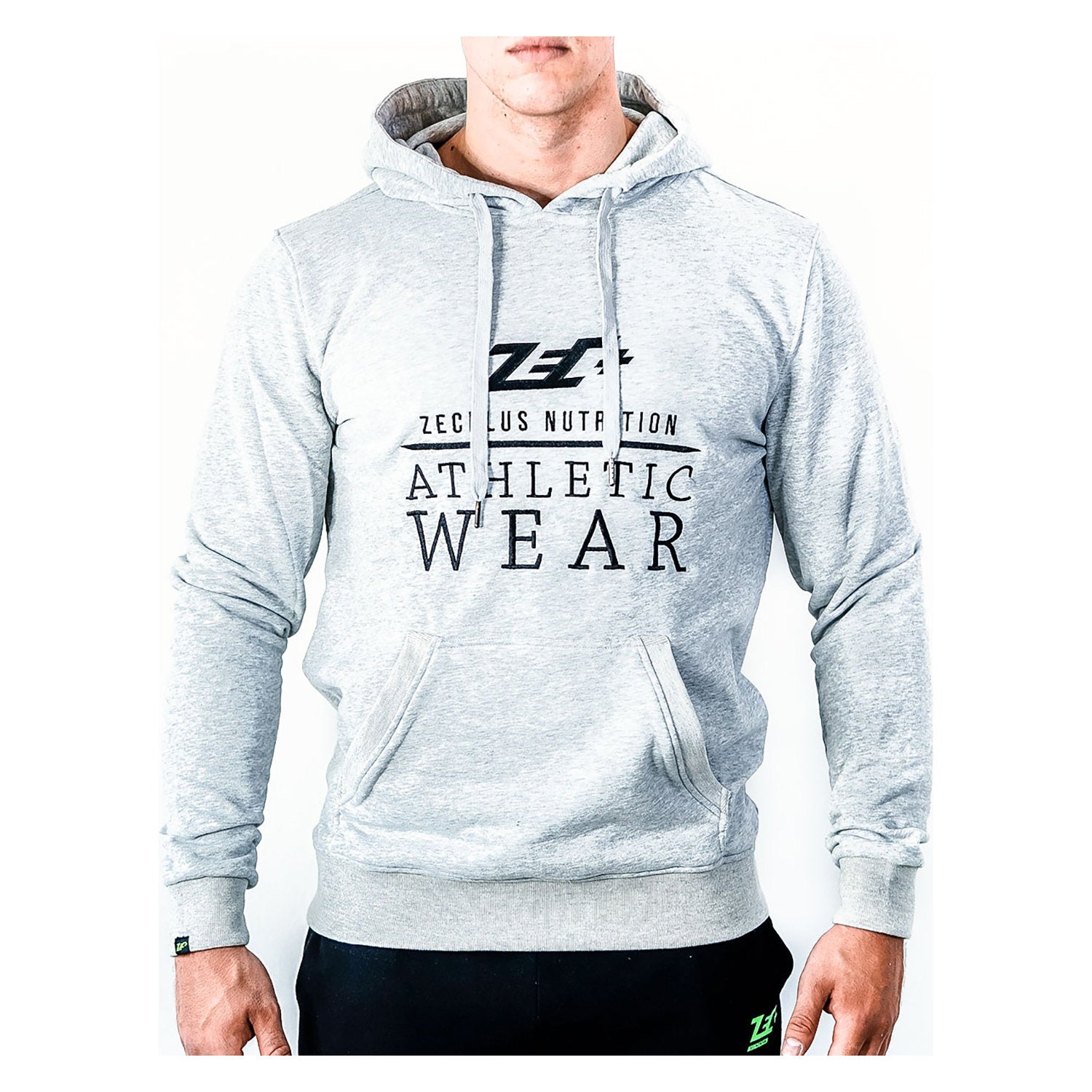 Grauer Zec+ Athletic Hoodie Vorderseite mit Logo und Schriftzug