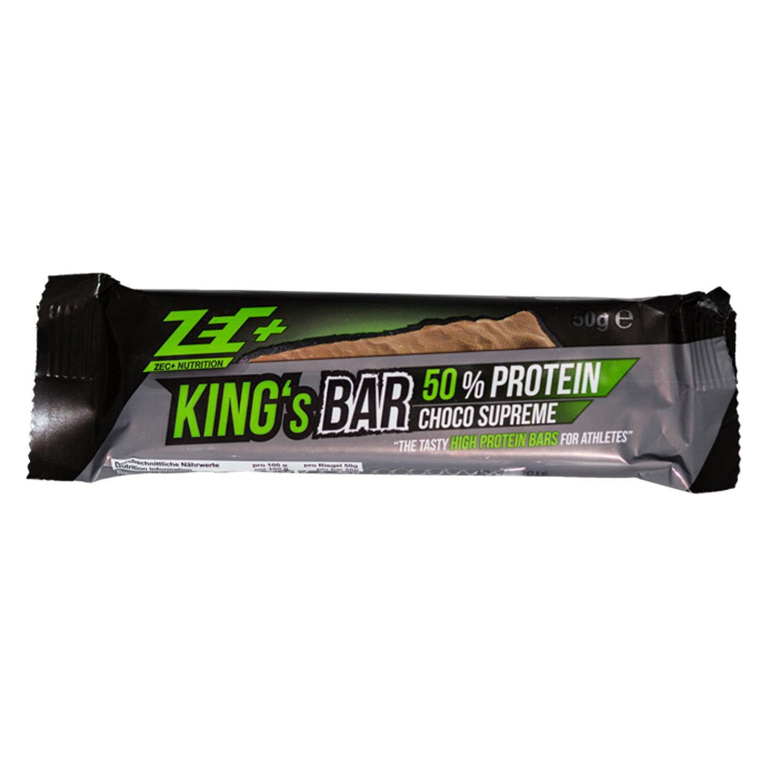 Zecplus Kings Bar Proteinriegel 50g und 50% Proteingehalt Choco Supreme schwarze Verpackung