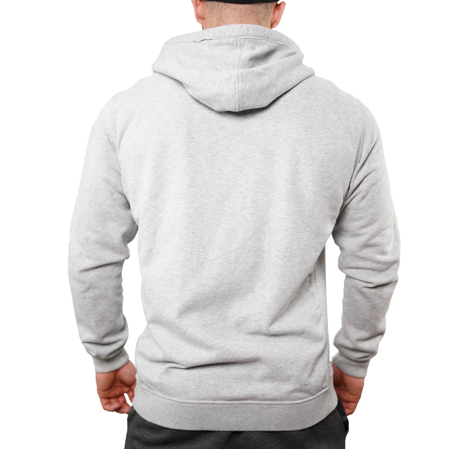 Grauer Zec+ Herren Zip-Hoodie Rückseite schlicht mit Kapuze