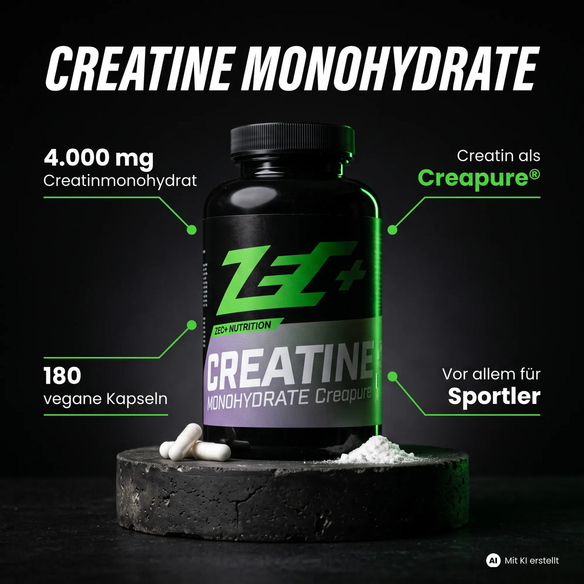 ZEC+ CREATINE MONOHYDRATE CREAPURE 180 Kapseln