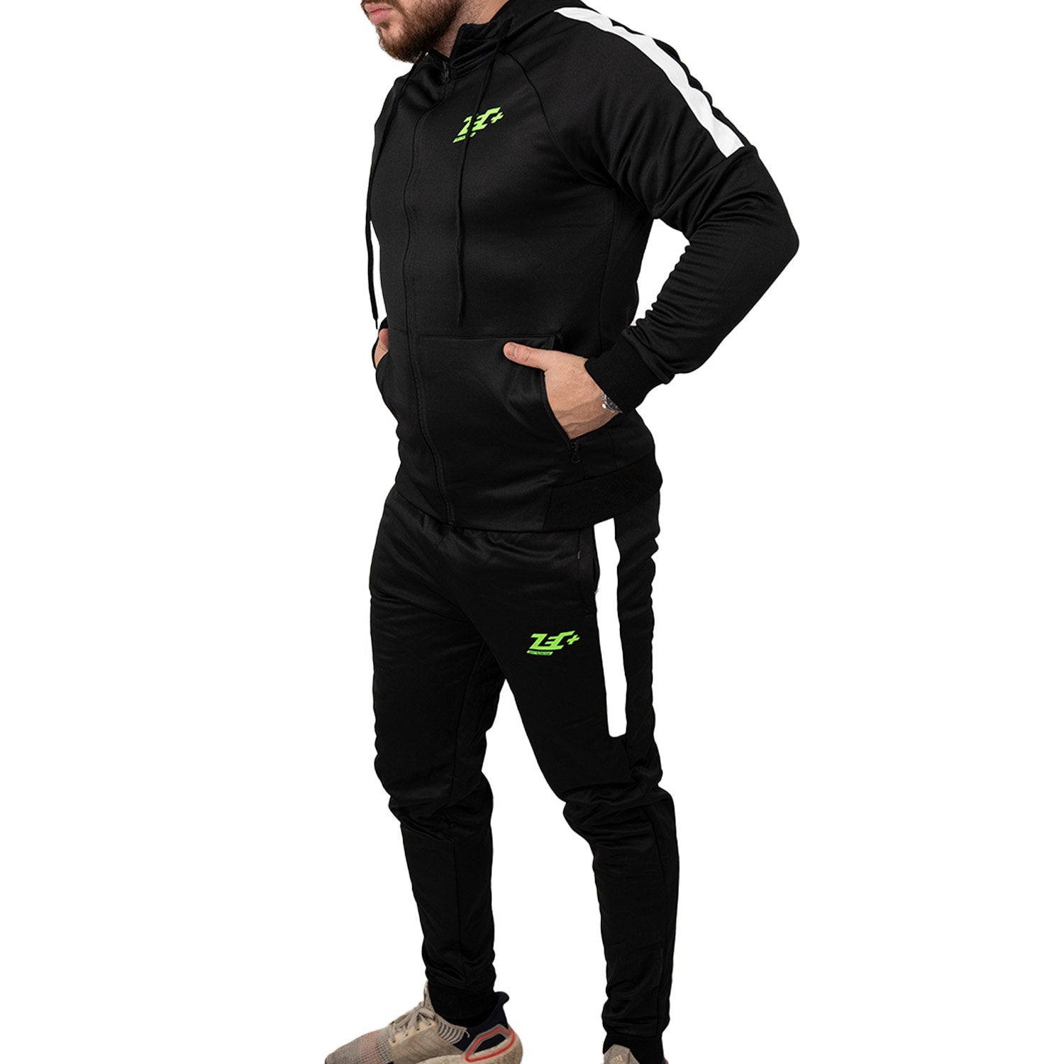Zec+ Passion Tracksuit Herren in Schwarz, linke Schrägansicht, XS bis 5XL