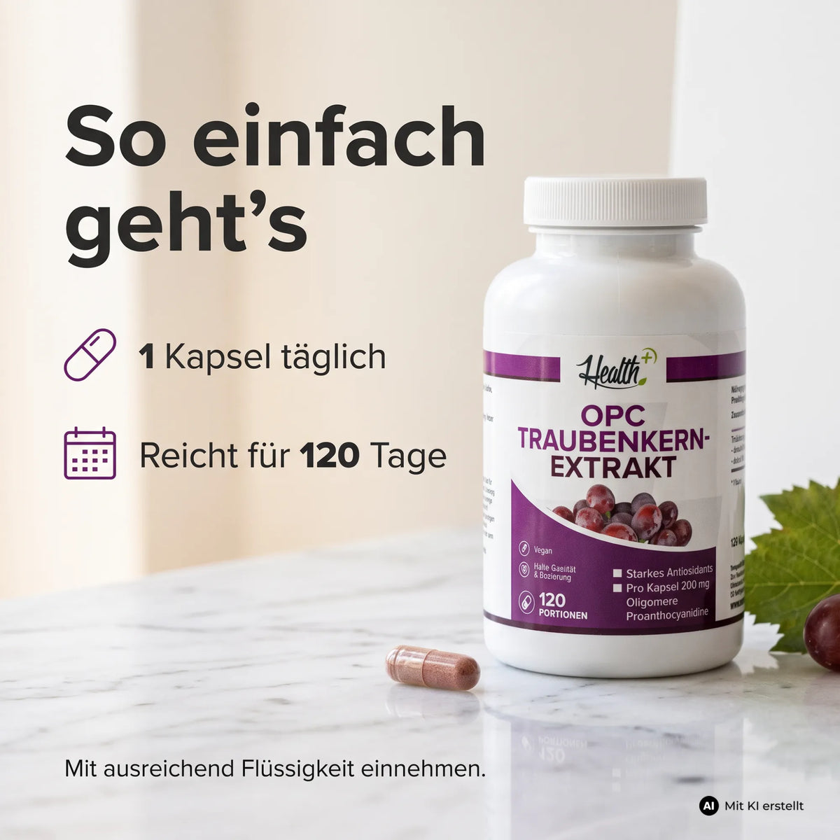 HEALTH+ OPC TRAUBENKERN EXTRAKT, 120 Kapseln